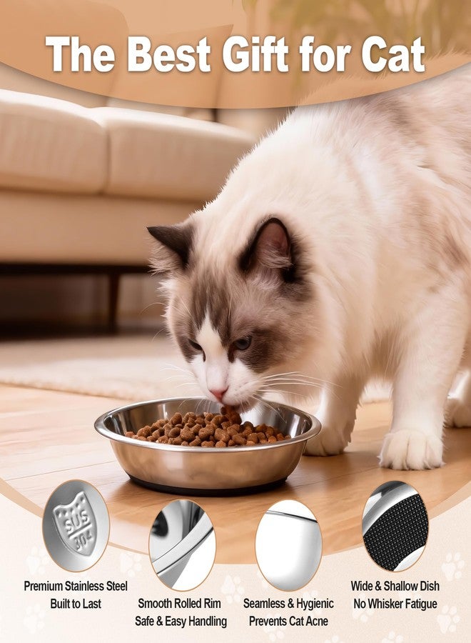 TranRantic 2 Pcs Stainless Steel Cat Bowls, Cats Food Bowls Whisker Friendly, 7 Inch/18cm Non-Slip Pet Bowl Cat Dish Feeding Bowls for Puppy, Small Dogs, Rabbits - Image 3